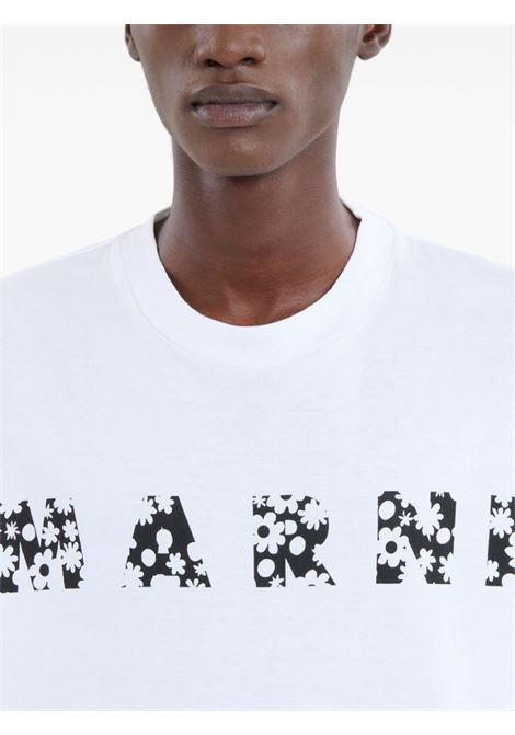 floral logo t-shirt man white MARNI | HUMU0223IP USCX50FLW01
